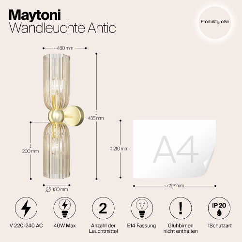 Настенный светильник (бра) Maytoni MOD302WL-02CG Настенный светильник (бра) Maytoni MOD302WL-02CG