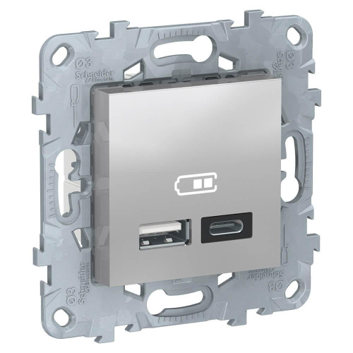 Розетка компьютерная USBx2 Schneider Electric Unica New тип А+С NU501830 Розетка компьютерная USBx2 Schneider Electric Unica New тип А+С NU501830