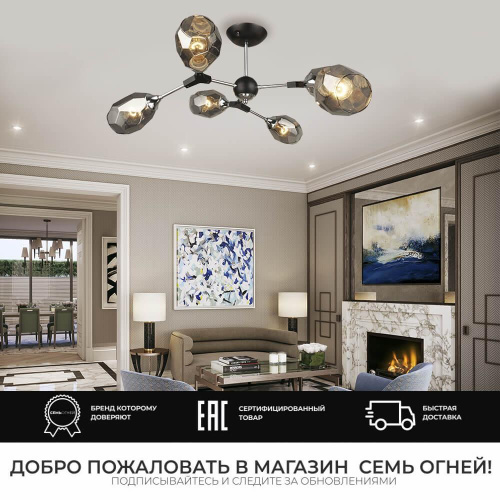 Потолочная люстра Seven Fires Betney SF3330/6C-BK-CR-SMK Потолочная люстра Seven Fires Betney SF3330/6C-BK-CR-SMK