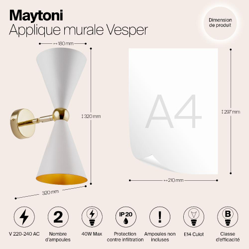 Бра Maytoni Vesper MOD108WL-02WG Бра Maytoni Vesper MOD108WL-02WG