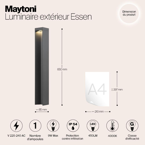 Уличный светодиодный светильник Maytoni Essen O596FL-L9GR4K1 Уличный светодиодный светильник Maytoni Essen O596FL-L9GR4K1