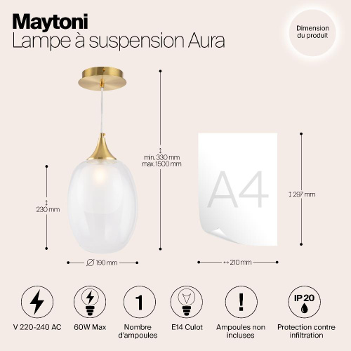 Подвесной светильник Maytoni Aura MOD016PL-01BS Подвесной светильник Maytoni Aura MOD016PL-01BS