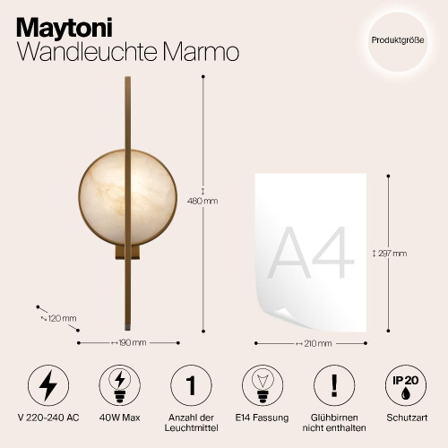 Бра Maytoni Marmo MOD099WL-01G Бра Maytoni Marmo MOD099WL-01G