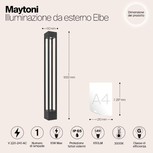 Уличный светодиодный светильник Maytoni Elbe O424FL-L10GF Уличный светодиодный светильник Maytoni Elbe O424FL-L10GF