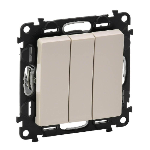 Выключатель трехклавишный Legrand Valena Life 10A 250V слоновая кость 752503 Выключатель трехклавишный Legrand Valena Life 10A 250V слоновая кость 752503