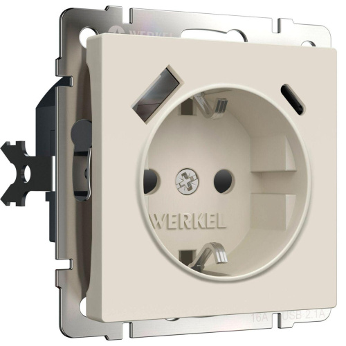 Розетка с заземлением, шторками и USB тип A+C Werkel айвори матовый W1171762 4690389213274 Розетка с заземлением, шторками и USB тип A+C Werkel айвори матовый W1171762 4690389213274