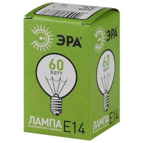 Лампа накаливания ЭРА E14 60W 2700K прозрачная ЛОН ДШ60-230-E14-CL Лампа накаливания ЭРА E14 60W 2700K прозрачная ЛОН ДШ60-230-E14-CL