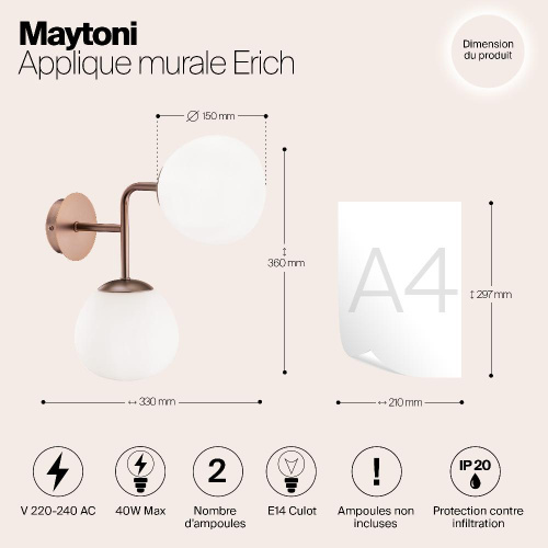 Бра Maytoni Erich MOD221-WL-02-G Бра Maytoni Erich MOD221-WL-02-G
