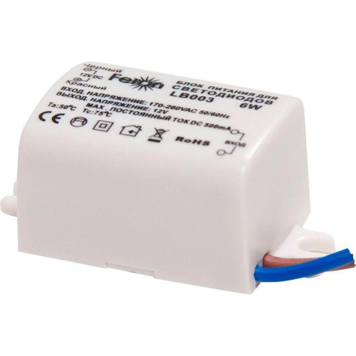 Блок питания для светодиодной ленты Feron LB003 12V 6W IP20 0,5A 21480 Блок питания для светодиодной ленты Feron LB003 12V 6W IP20 0,5A 21480
