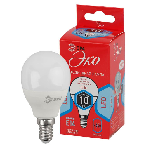 Лампа светодиодная ЭРА E14 10W 4000K матовая ECO LED P45-10W-840-E14 Б0032969 Лампа светодиодная ЭРА E14 10W 4000K матовая ECO LED P45-10W-840-E14 Б0032969