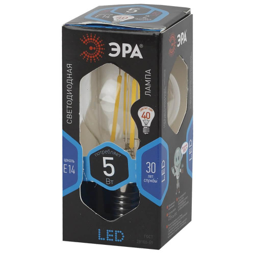 Лампа светодиодная филаментная ЭРА E14 5W 4000K прозрачная F-LED P45-5W-840-E14 Лампа светодиодная филаментная ЭРА E14 5W 4000K прозрачная F-LED P45-5W-840-E14
