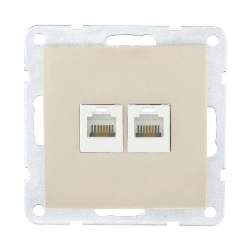 Розетка LK Studio компьютерная 2хRJ-45 кат. 5е с накладкой (бежевый) LK60 866201-1 Розетка LK Studio компьютерная 2хRJ-45 кат. 5е с накладкой (бежевый) LK60 866201-1