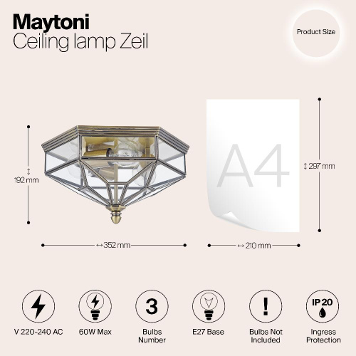 Потолочный светильник Maytoni Zeil H356-CL-03-BZ Потолочный светильник Maytoni Zeil H356-CL-03-BZ