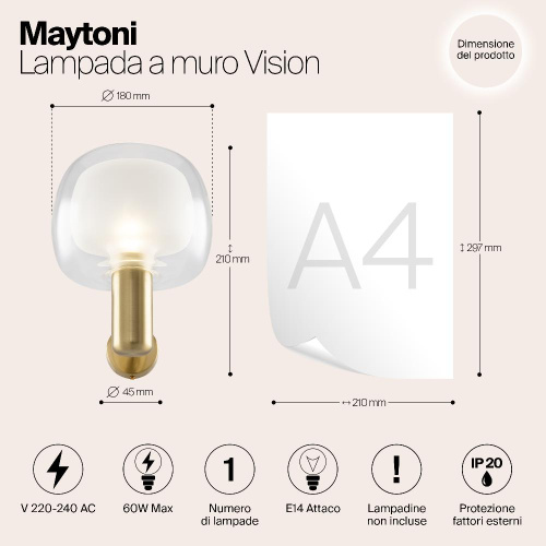Бра Maytoni Vision MOD411WL-01G Бра Maytoni Vision MOD411WL-01G