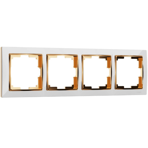 Рамка на 4 поста Werkel Snabb белый/золото W0041933 4690389160936 Рамка на 4 поста Werkel Snabb белый/золото W0041933 4690389160936