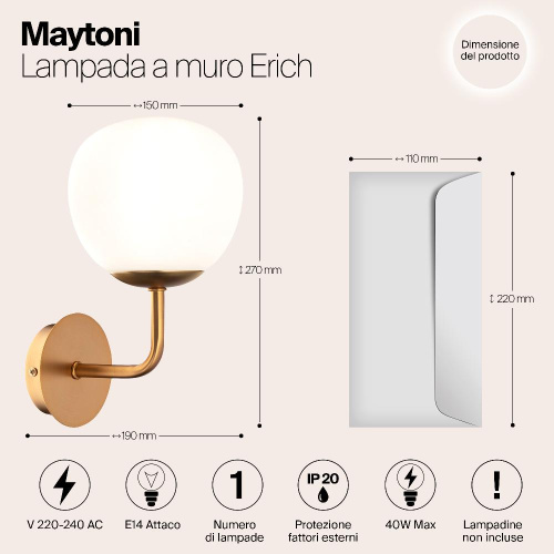 Бра Maytoni Erich MOD221-WL-01-G Бра Maytoni Erich MOD221-WL-01-G