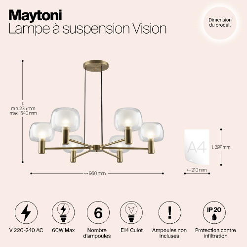 Подвесная люстра Maytoni Vision MOD411PL-06G