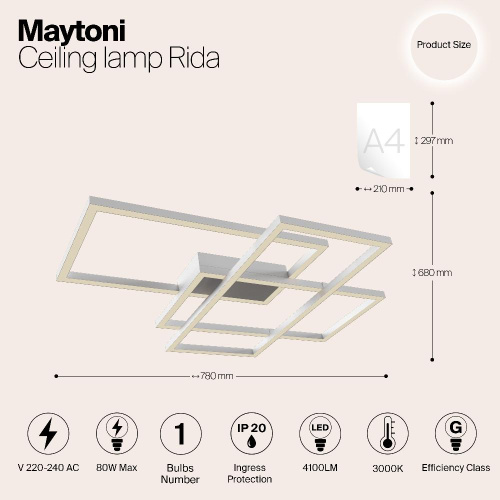 Потолочный светодиодный светильник Maytoni Line MOD015CL-L80W Потолочный светодиодный светильник Maytoni Line MOD015CL-L80W