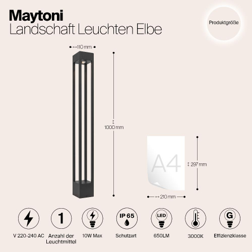 Уличный светодиодный светильник Maytoni Elbe O424FL-L10GF Уличный светодиодный светильник Maytoni Elbe O424FL-L10GF
