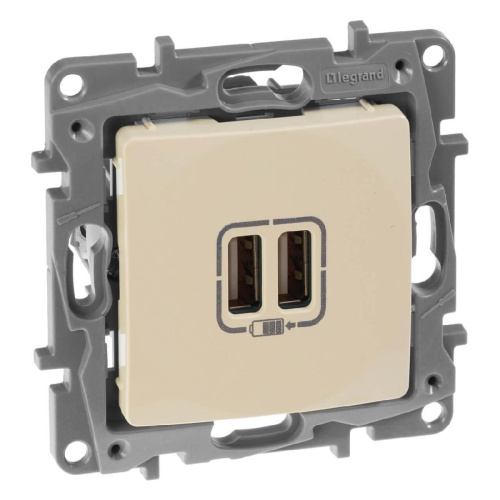 Розетка 2хUSB Legrand Etika слоновая кость 672394 Розетка 2хUSB Legrand Etika слоновая кость 672394