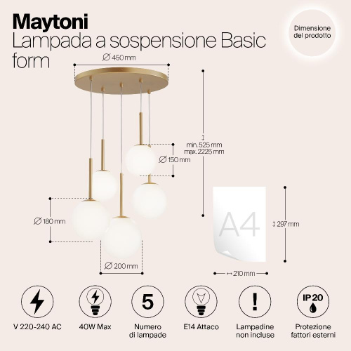 Подвесной светильник Maytoni MOD321PL-05G1 Подвесной светильник Maytoni MOD321PL-05G1