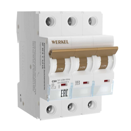 Автоматический выключатель Werkel 3P 50А C 4,5кА W903P504 4690389193002 Автоматический выключатель Werkel 3P 50А C 4,5кА W903P504 4690389193002