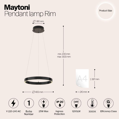 Подвесной светильник Maytoni MOD058PL-L22B3K Подвесной светильник Maytoni MOD058PL-L22B3K