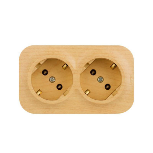 Розетка 2х2К+З Legrand Quteo 16A 250V дерево 782293 Розетка 2х2К+З Legrand Quteo 16A 250V дерево 782293