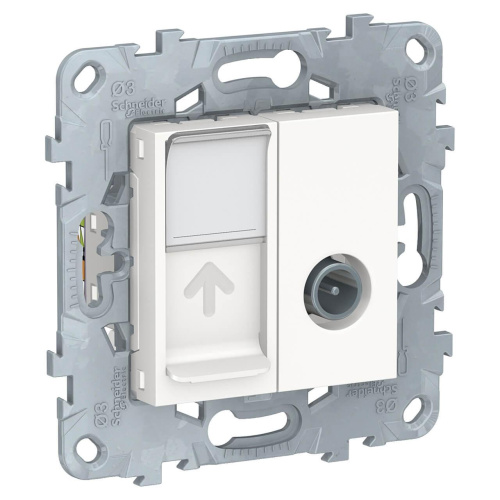 Розетка TV одиночная + RJ45 Schneider Electric Unica New NU547018 Розетка TV одиночная + RJ45 Schneider Electric Unica New NU547018