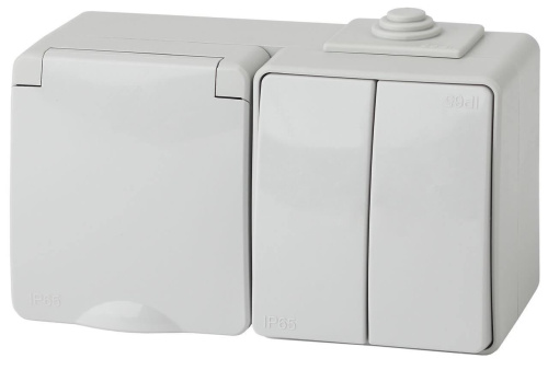 Блок розетка-выключатель двухклавишный ЭРА Эксперт IP65 16A 250V 11-7602-03 Б0035994 Блок розетка-выключатель двухклавишный ЭРА Эксперт IP65 16A 250V 11-7602-03 Б0035994