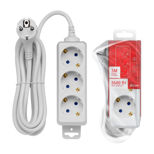 Удлинитель Duwi 3гн 3м с/з 32056 2 Удлинитель Duwi 3гн 3м с/з 32056 2
