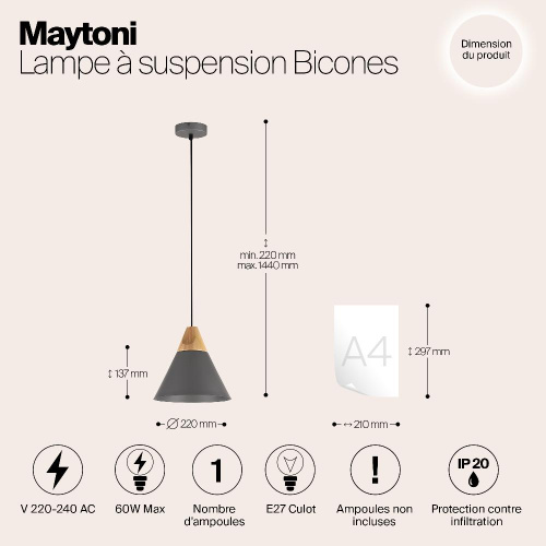 Подвесной светильник Maytoni Bicones P359-PL-220-C Подвесной светильник Maytoni Bicones P359-PL-220-C