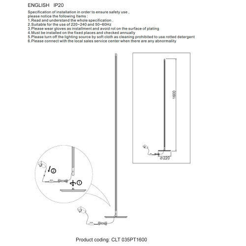 Торшер Crystal Lux CLT 035PT1600 BL Торшер Crystal Lux CLT 035PT1600 BL