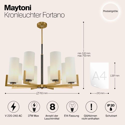 Подвесная люстра Maytoni Fortano MOD089PL-08BS Подвесная люстра Maytoni Fortano MOD089PL-08BS