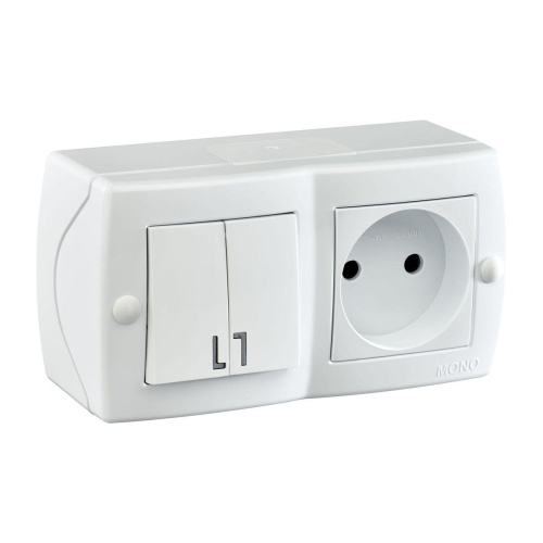 Выключатель - розетка Mono Electric Octans IP20 двухклавишный - 2К белый 104-010101-182 Выключатель - розетка Mono Electric Octans IP20 двухклавишный - 2К белый 104-010101-182