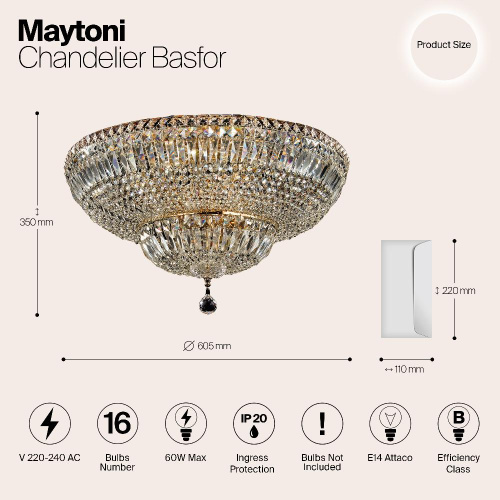 Потолочная люстра Maytoni Basfor DIA100-CL-16-G Потолочная люстра Maytoni Basfor DIA100-CL-16-G