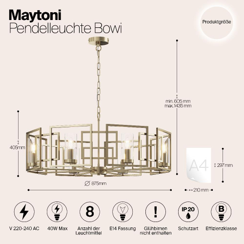 Подвесной светильник Maytoni H009PL-08G Подвесной светильник Maytoni H009PL-08G