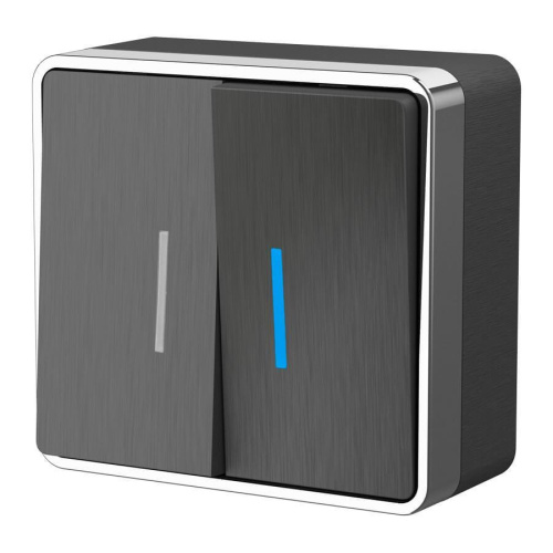 Выключатель двухклавишный с подсветкой Werkel Gallant графит рифленый W5020104 4690389164194 Выключатель двухклавишный с подсветкой Werkel Gallant графит рифленый W5020104 4690389164194