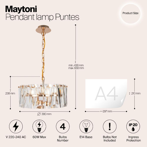 Подвесной светильник Maytoni Puntes MOD043PL-04G