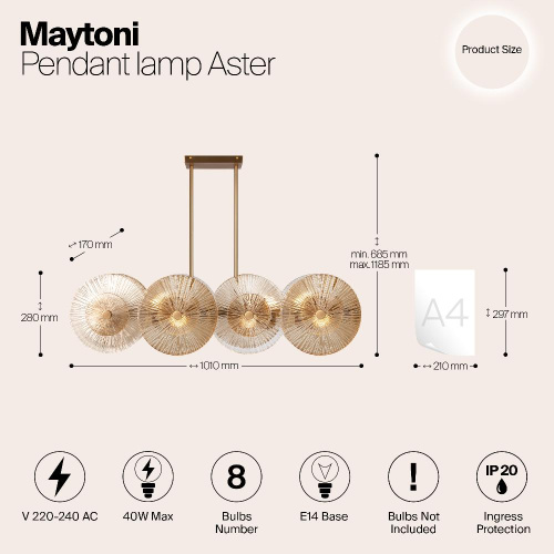 Подвесной светильник Maytoni Aster MOD007PL-08G1 Подвесной светильник Maytoni Aster MOD007PL-08G1