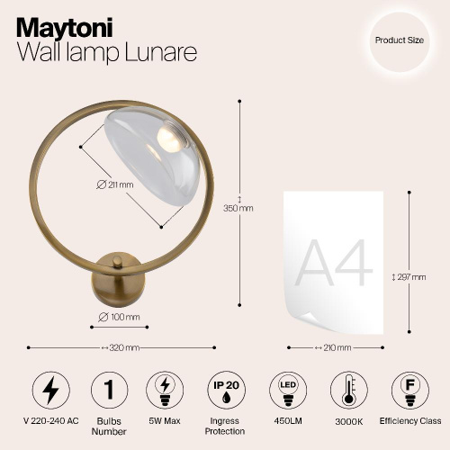 Бра Maytoni Moon MOD327WL-L5BS3K1 Бра Maytoni Moon MOD327WL-L5BS3K1