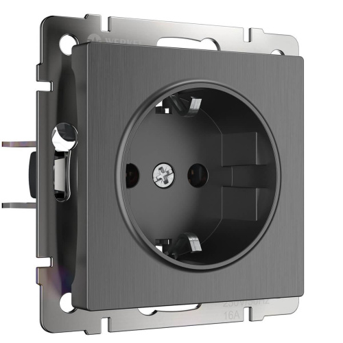 Розетка Werkel с заземлением и шторками Графит рифленый WL04-SKGS-01-IP44 4690389146008 Розетка Werkel с заземлением и шторками Графит рифленый WL04-SKGS-01-IP44 4690389146008
