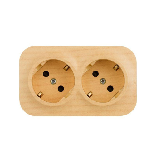 Розетка 2х2К+З Legrand Quteo 16A 250V со шторками дерево 782287 Розетка 2х2К+З Legrand Quteo 16A 250V со шторками дерево 782287