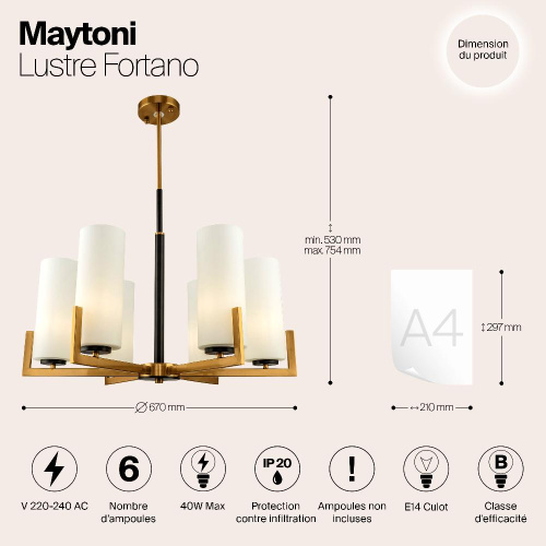 Подвесная люстра Maytoni Fortano MOD089PL-06BS Подвесная люстра Maytoni Fortano MOD089PL-06BS