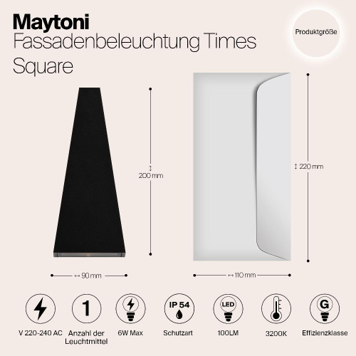 Уличный настенный светодиодный светильник Maytoni Times Square O580WL-L6B