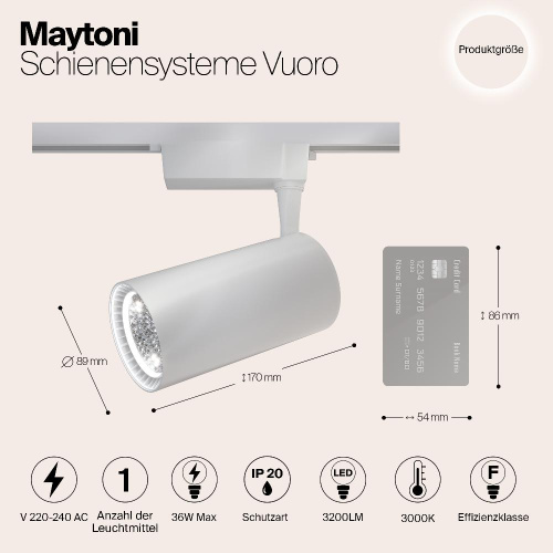 Трековый светодиодный светильник Maytoni TR003-1-40W3K-W Трековый светодиодный светильник Maytoni TR003-1-40W3K-W