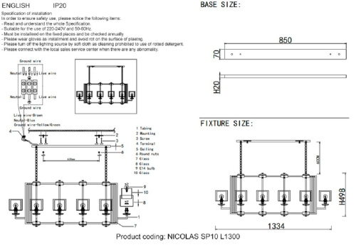 Подвесная люстра Crystal Lux Nicolas SP10 L1300 Nickel/White