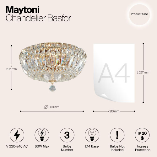 Потолочный светильник Maytoni Basfor DIA100-CL-03-G Потолочный светильник Maytoni Basfor DIA100-CL-03-G