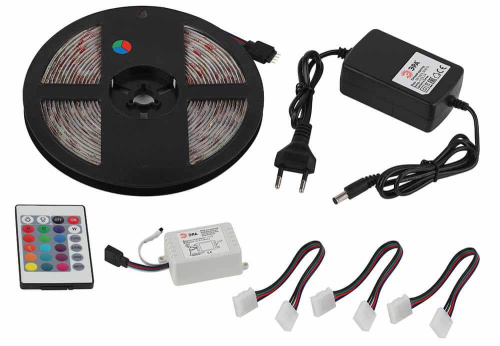 Светодиодная влагозащищенная лента ЭРА 14,4W/m 60LED/m 5050SMD RGB 5M 5050kit-14,4-60-12-IP65-RGB-5m Б0043070 Светодиодная влагозащищенная лента ЭРА 14,4W/m 60LED/m 5050SMD RGB 5M 5050kit-14,4-60-12-IP65-RGB-5m Б0043070