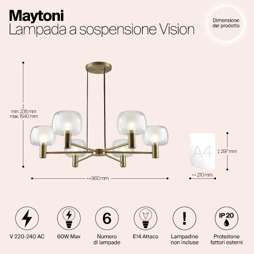 Подвесная люстра Maytoni Vision MOD411PL-06G